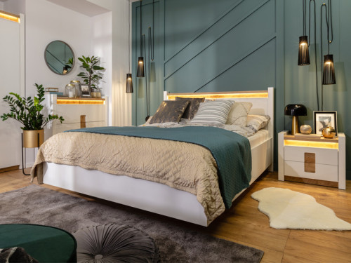 Фото кровати ALAMEDA LOZ/160/A BRW в интерьере спальни