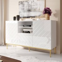 ABETO CAMA MEBLE Комод білий / білий глянець / золоті металеві ніжки ABETO CAMA MEBLE Комод білий / білий глянець / золоті металеві ніжки