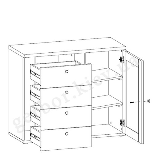 На фото схема наповнення комоду ТІНА KOM4S1D Гербор