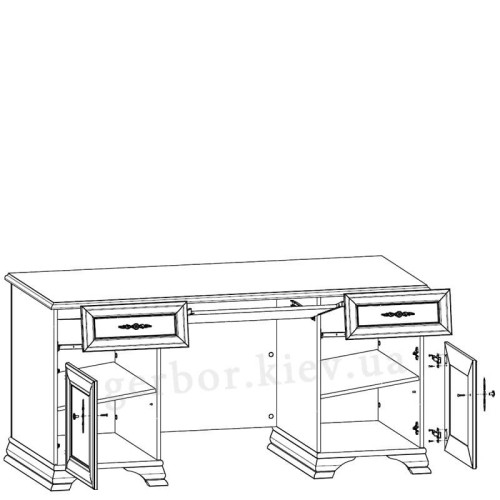 Фото письмового столу КЕНТУКІ BIU2D2S БРВ ВМК – схема наповнення