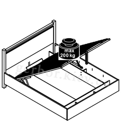 Фото кровати с подъемным механизмом ALAMEDA  LOZ/160/B BRW - схема