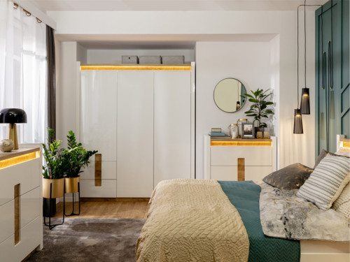 Фото кровати с подъемным механизмом ALAMEDA  LOZ/160/B BRW в интерьере спальни