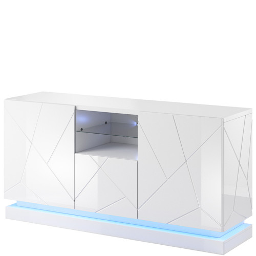 Фото комоду QIU 2D1K CAMA MEBLE білий глянець з підсвіткою – вигляд збоку