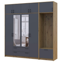 РОНДІ Шафа 4 ДСП з вішалкою, дзеркалом та антресоллю ДОРОС (DOROS) 220х52х236 РОНДІ Шафа 4 ДСП з вішалкою, дзеркалом та антресоллю ДОРОС (DOROS) 220х52х236