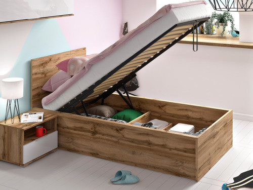 Фото дитячої TETRIX / ZELE BRW дуб вотан / білий глянець – наповнення ліжка TETRIX