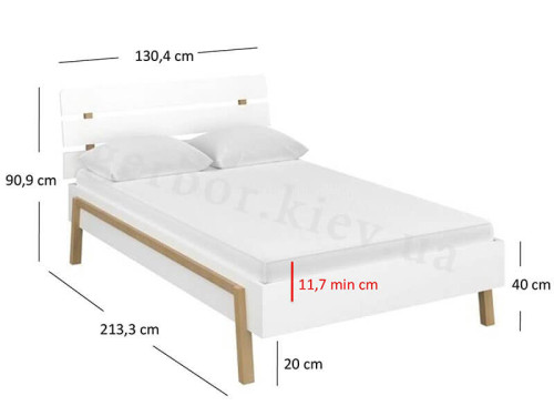 Фото ліжка (каркас) 120 BELLE ВМВ білий – розміри