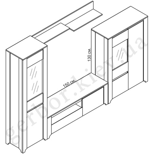 Фото вітальні Бордо Гербор – схема з розмірами
