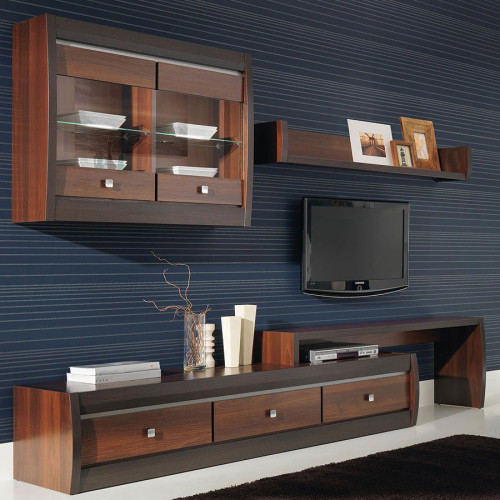 Фото навесной витрины FORREST FR17 BOGFRAN в интерьере гостиной