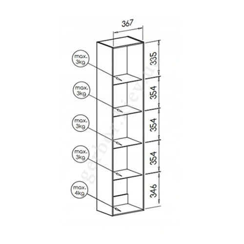 Фото навесной витрины VIGO CAMA MEBLE 180  - схема наполнения