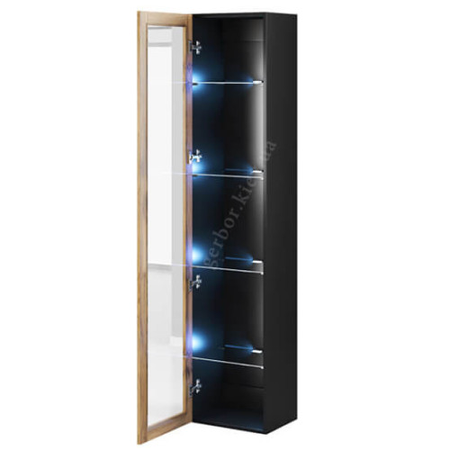 Фото наполнения навесной витрины VIGO CAMA MEBLE 180 черный / дуб вотан