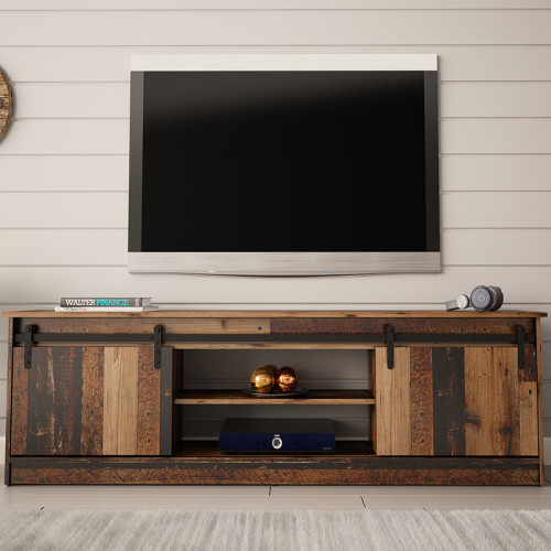 Фото тумби ТВ GRANERO CAMA MEBLE старе дерево – вигляд спереду в інтер'єрі