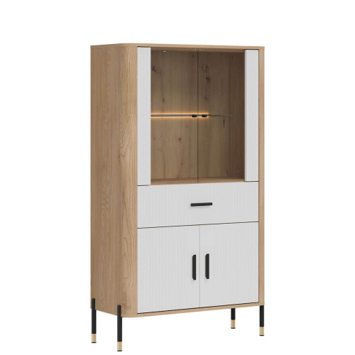 Фото низької вітрини DANTE DT12 LIVEO дуб кремона торро / білий / чорні ручки – вигляд збоку