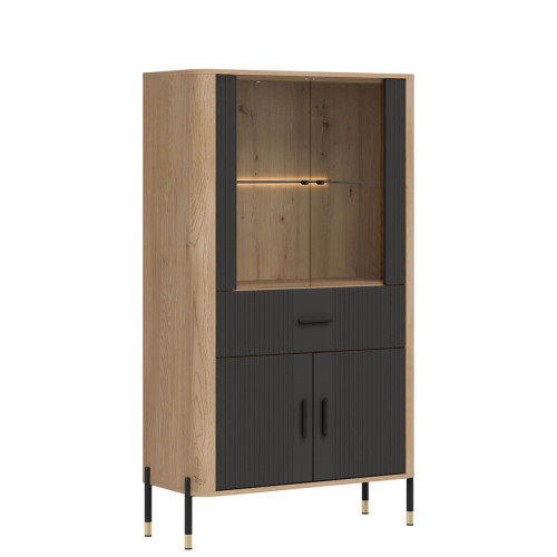 Фото низької вітрини DANTE DT12 LIVEO дуб кремона торро / антрацит / чорні ручки – вигляд збоку