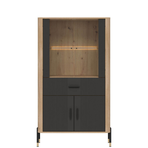 Фото низької вітрини DANTE DT12 LIVEO дуб кремона торро / антрацит / чорні ручки – вигляд спереду