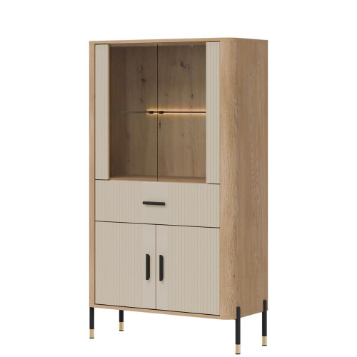 Фото низької вітрини DANTE DT12 LIVEO дуб кремона торро / кашемір / чорні ручки