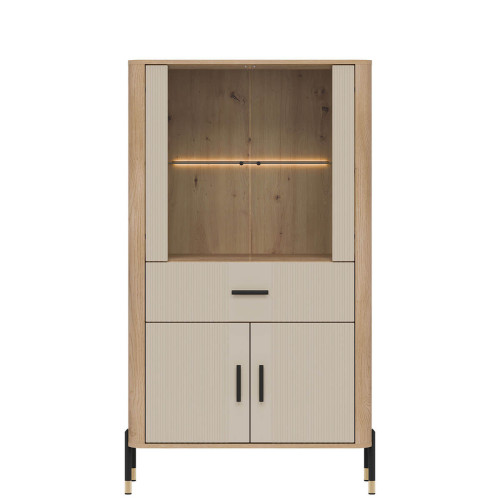 Фото низької вітрини DANTE DT12 LIVEO дуб кремона торро / кашемір / чорні ручки – вигляд спереду