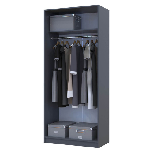 Фото шафи 2 ДСП ПРОМО ДОРОС (DOROS) антрацит – вигляд збоку наповнення