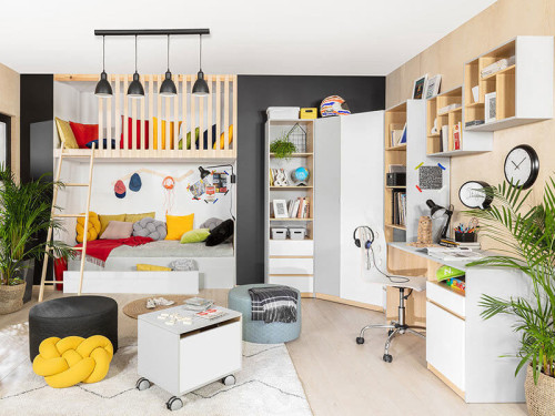 Фото кровати NANDU LOZ/90 BRW в интерьере детской