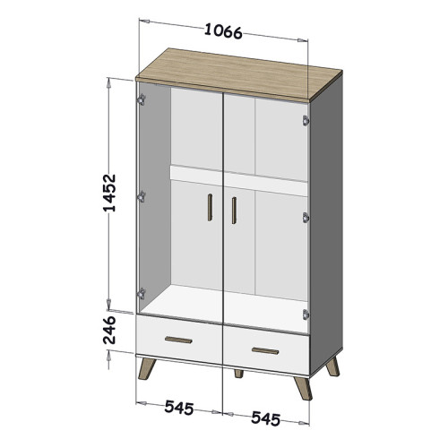 Фото шкафа 2D2S LOTTA CAMA MEBLE дуб вотан – схема размеров