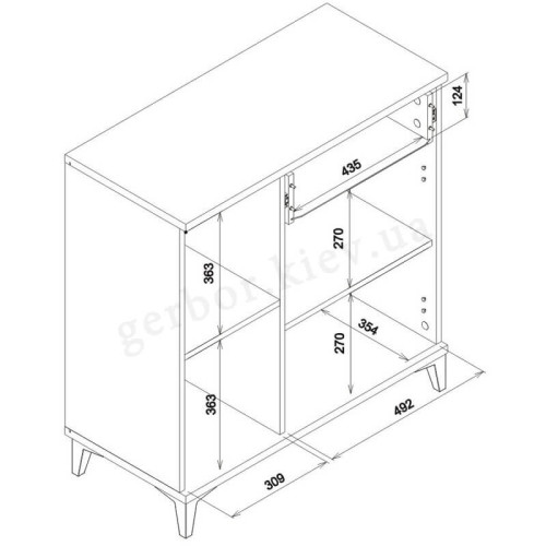 Фото тумбы SNOBI SB2 BOGFRAN – схема с размерами