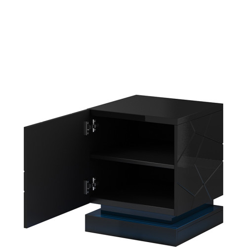 Фото приліжкової тумби QIU CAMA MEBLE чорний глянець з підсвіткою – наповнення