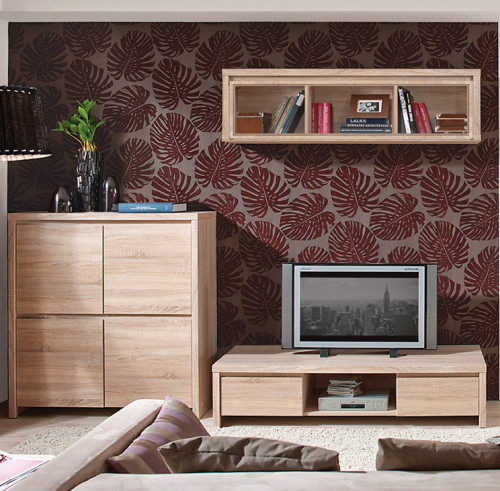 Фото вітрини КАСПІАН сонома  SFW1W/140 БРВ ВМК в інтер'єрі вітальні