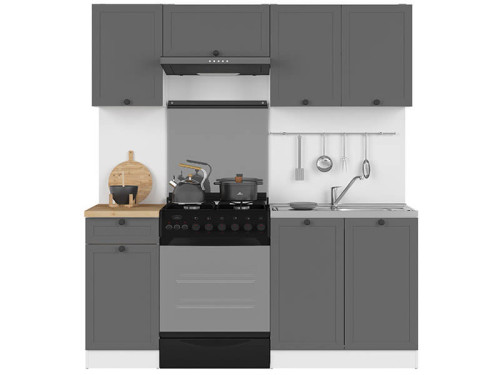 Фото кухні JUNONA LINE 180 BBL BRW графіт зі стільницею