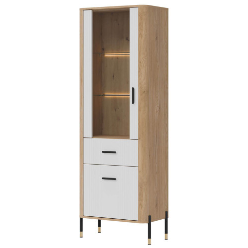 Фото вітрини DANTE DT13 LIVEO дуб кремона торро / білий / чорні ручки