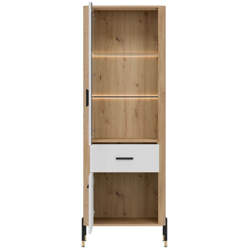 Фото вітрини DANTE DT13 LIVEO дуб кремона торро / білий / чорні ручки – вигляд спереду наповнення