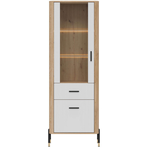 Фото вітрини DANTE DT13 LIVEO дуб кремона торро / білий / чорні ручки – вигляд спереду