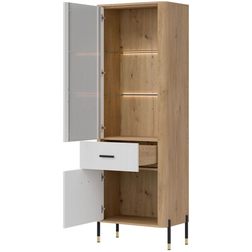 Фото вітрини DANTE DT13 LIVEO дуб кремона торро / білий / чорні ручки – наповнення