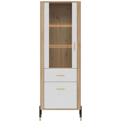 Фото вітрини DANTE DT13 LIVEO дуб кремона торро / білий / золоті ручки – вигляд спереду