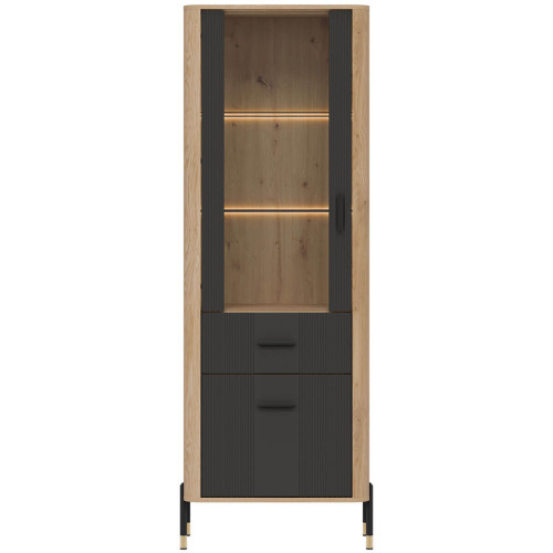 Фото вітрини DANTE DT13 LIVEO дуб кремона торро / антрацит / чорні ручки – вигляд спереду