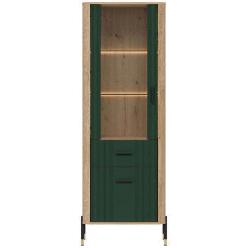 Фото вітрини DANTE DT13 LIVEO дуб кремона торро / зелений / чорні ручки – вигляд спереду