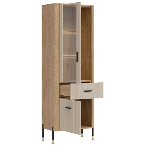 Фото вітрини DANTE DT13 LIVEO дуб кремона торро / кашемір / чорні ручки – вигляд збоку наповнення