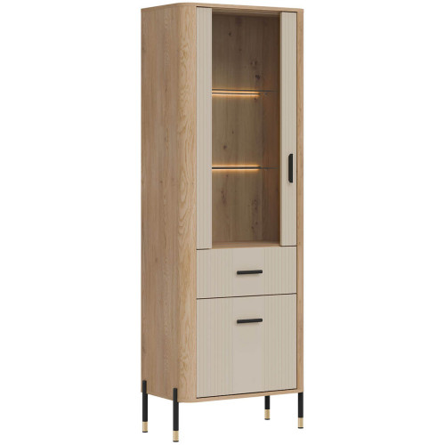 Фото вітрини DANTE DT13 LIVEO дуб кремона торро / кашемір / чорні ручки – вигляд збоку