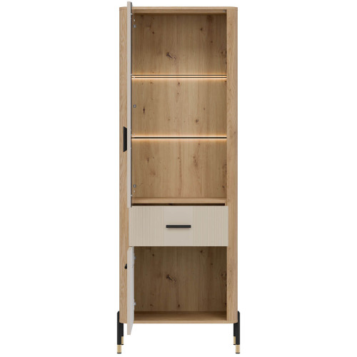 Фото вітрини DANTE DT13 LIVEO дуб кремона торро / кашемір / чорні ручки – вигляд спереду наповнення