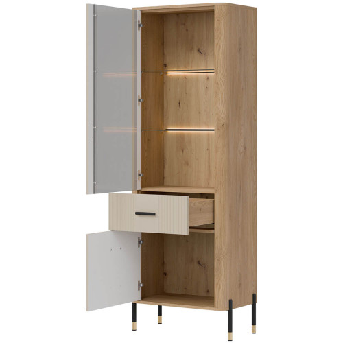 Фото вітрини DANTE DT13 LIVEO дуб кремона торро / кашемір / чорні ручки – наповнення