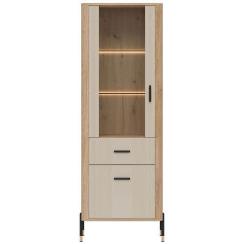 Фото вітрини DANTE DT13 LIVEO дуб кремона торро / кашемір / чорні ручки – вигляд спереду