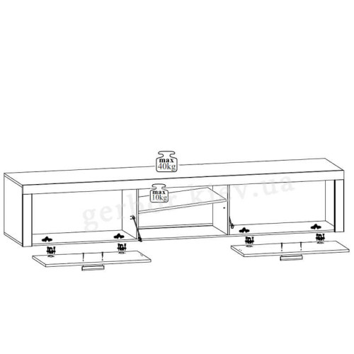 Фото вітальні ТЕРА БРВ (ВМК) – схема наповнення тумби ТВ