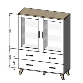 Фото витрины 120 2D4S LOTTA CAMA MEBLE дуб вотан – схема с размерами