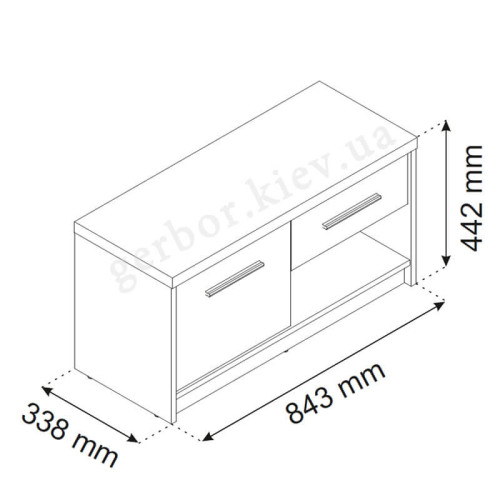 Фото тумби PAVI 1D1S ВМВ – схема з розмірами