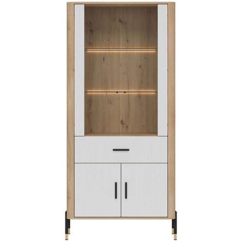 Фото вітрини DANTE DT14 LIVEO дуб кремона торро / білий / чорні ручки – вигляд спереду