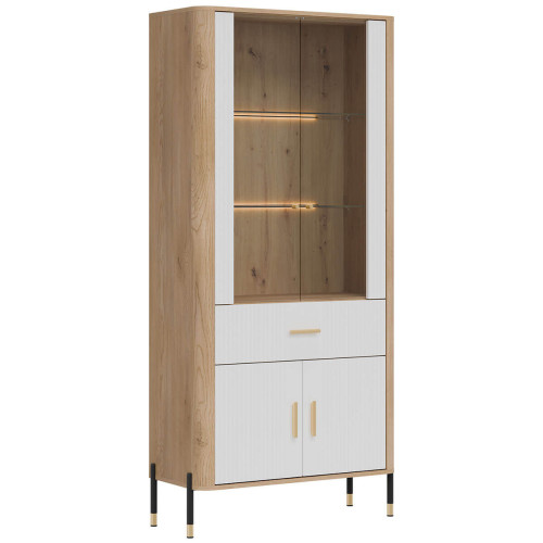 Фото вітрини DANTE DT14 LIVEO дуб кремона торро / білий / золоті ручки – вигляд збоку