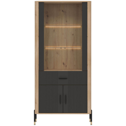 Фото вітрини DANTE DT14 LIVEO дуб кремона торро / антрацит / чорні ручки – вигляд спереду