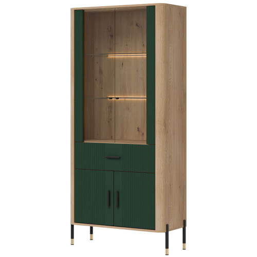 Фото вітрини DANTE DT14 LIVEO дуб кремона торро / зелений / чорні ручки