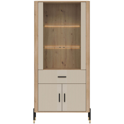 Фото вітрини DANTE DT14 LIVEO дуб кремона торро / кашемір / чорні ручки – вигляд спереду