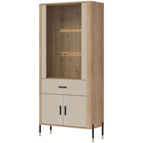 Фото вітрини DANTE DT14 LIVEO дуб кремона торро / кашемір / чорні ручки