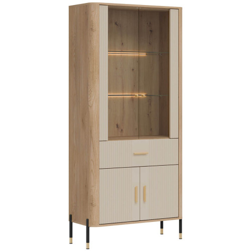 Фото вітрини DANTE DT14 LIVEO дуб кремона торро / кашемір / золоті ручки – вигляд збоку