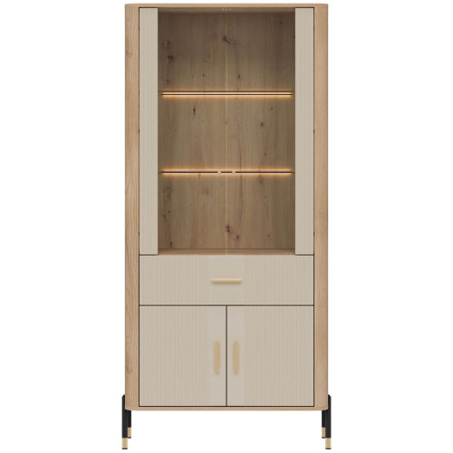 Фото вітрини DANTE DT14 LIVEO дуб кремона торро / кашемір / золоті ручки – вигляд спереду